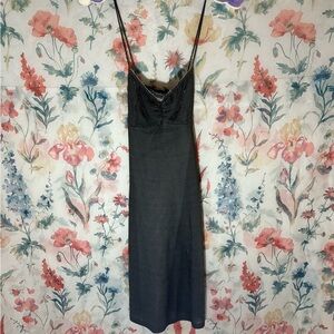 Vintage Elegant Silver Midi Dress